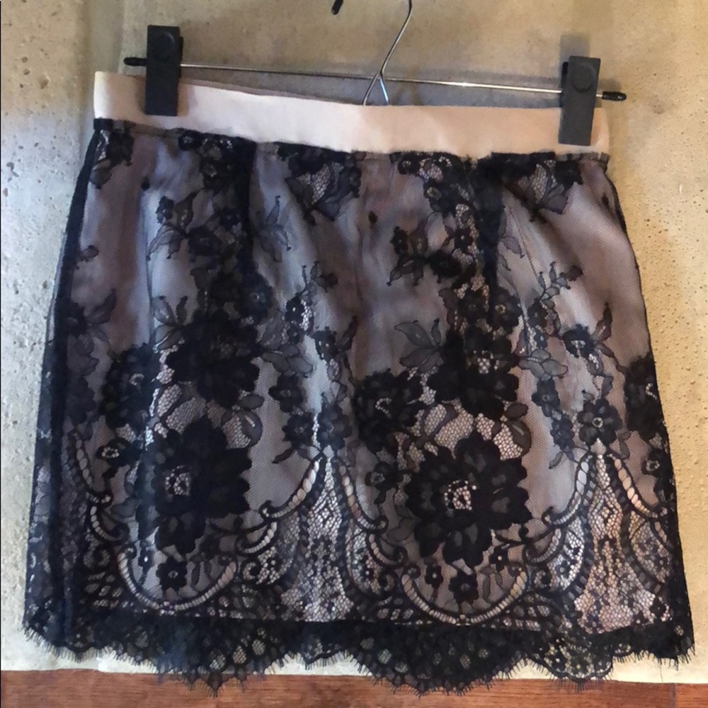 Beautiful Tan and Black Lace Skirt